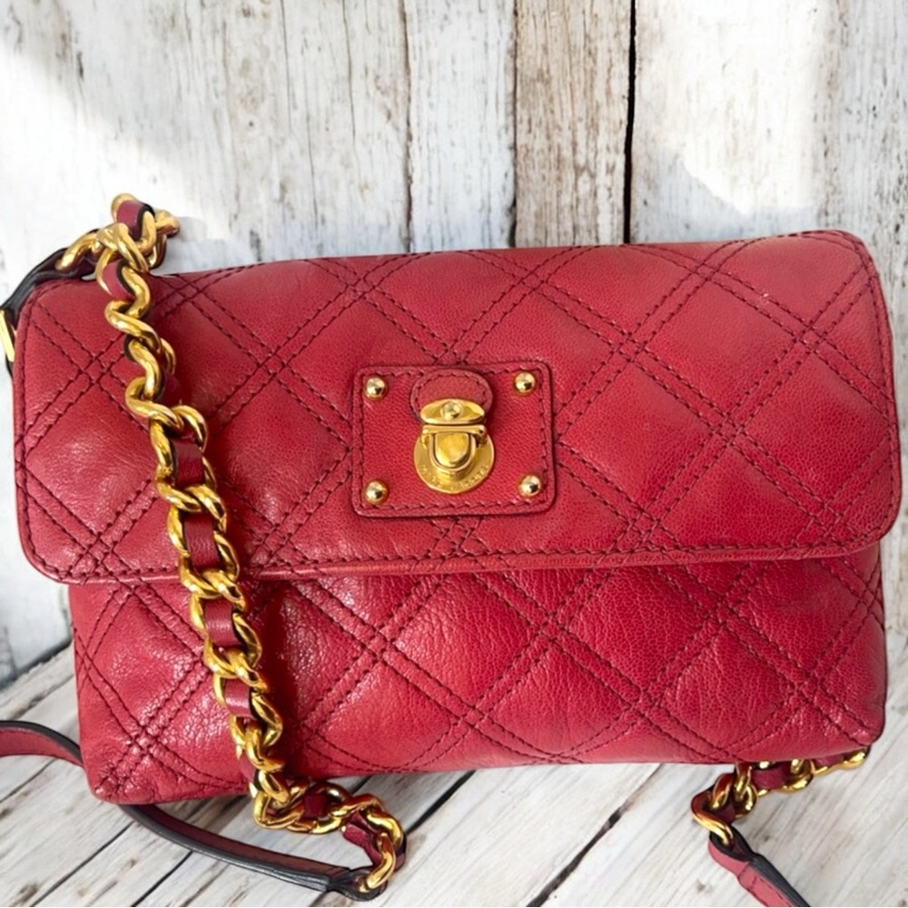 Marc Jacobs Red Quilted Leather Crossbody Bag EUC